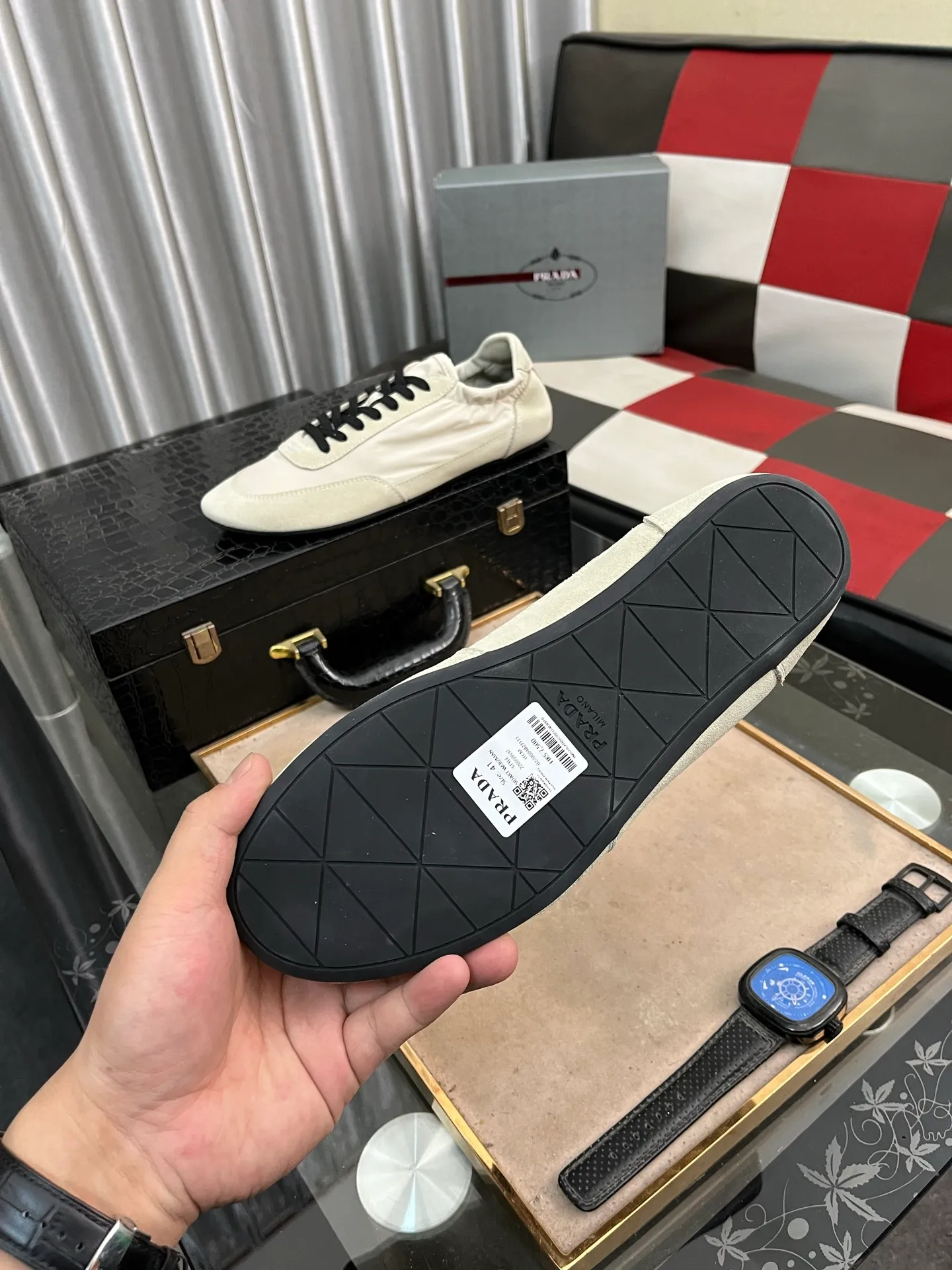 Men's shoes 💰500⌚️⌚️【PRADA】Prada - high-end quality original order 🔍🔍🔍 casual sports shoes - Upper: 🔝Nappa calfskin, brand high mercerized canvas, shoe body brand metal fasteners, tongue silk screen brand logo - Lining: water-dyed cowhide - Outsole: ultra-light TPU foam; molded outsole -Ultra-high quality control and fine workmanship: outstanding (high-end, extravagance, class) -Size: 38-446️⃣colors available